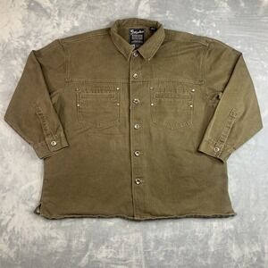 Vtg Karl Kani Jacket Mens XXL Brown Denim Buttoned Kani Jeans Hip Hop Rap Y2K